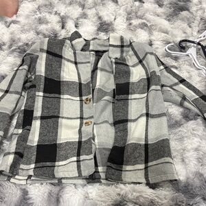 Chic Black and Gray Plaid Jacket